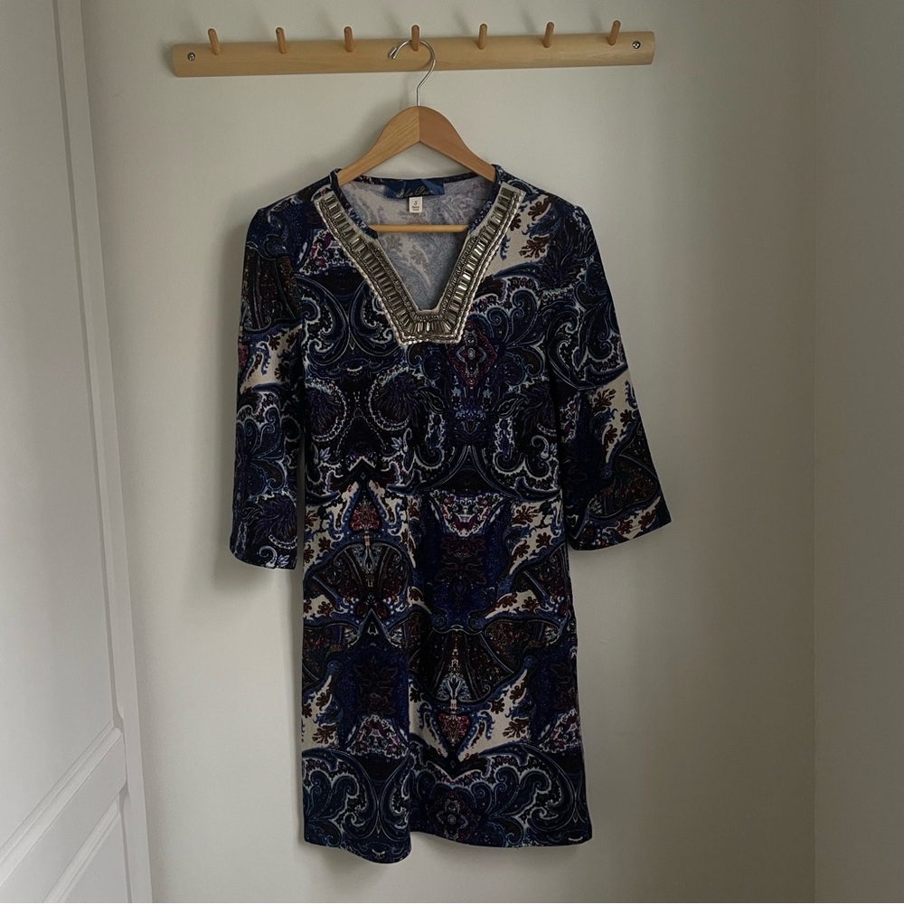 Blue Rain Navy and Silver Long Sleeve Dress